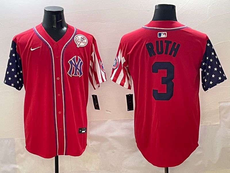 Men New York Yankees 3 Ruth Red a generation of national flags Jointly Name 2025 Nike MLB Jersey style 7